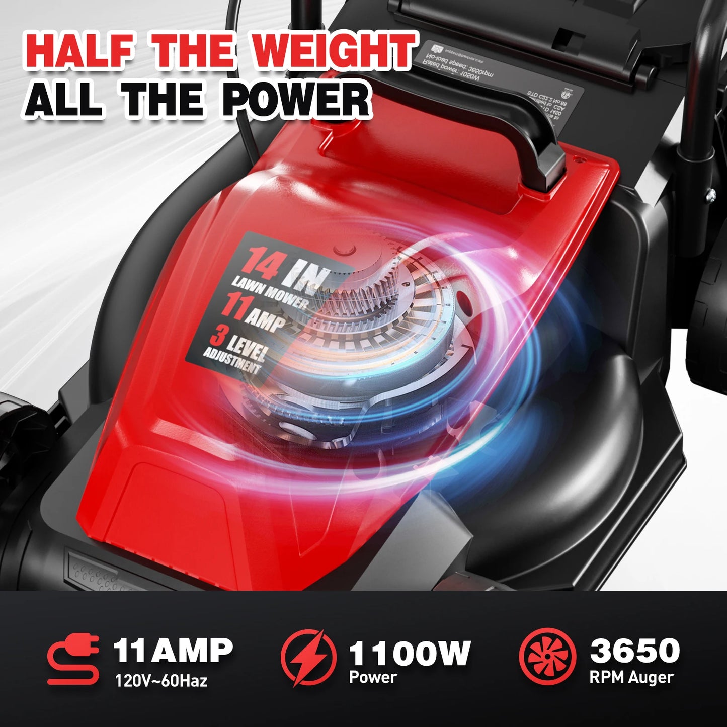 High Power Electric Lawn Mower For Large Yards Corded
