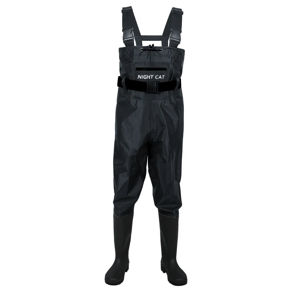 Unisex Waterproof Nylon PVC Chest Waders With Boots For Fishing Anti Slip Sole