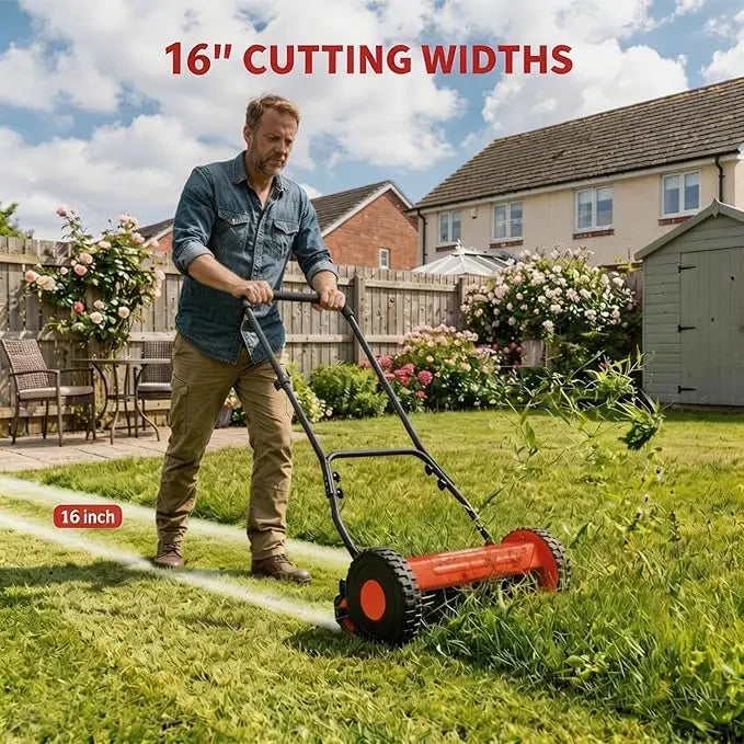 Manual Push Lawn Mower For Yards Portable Walk Behind