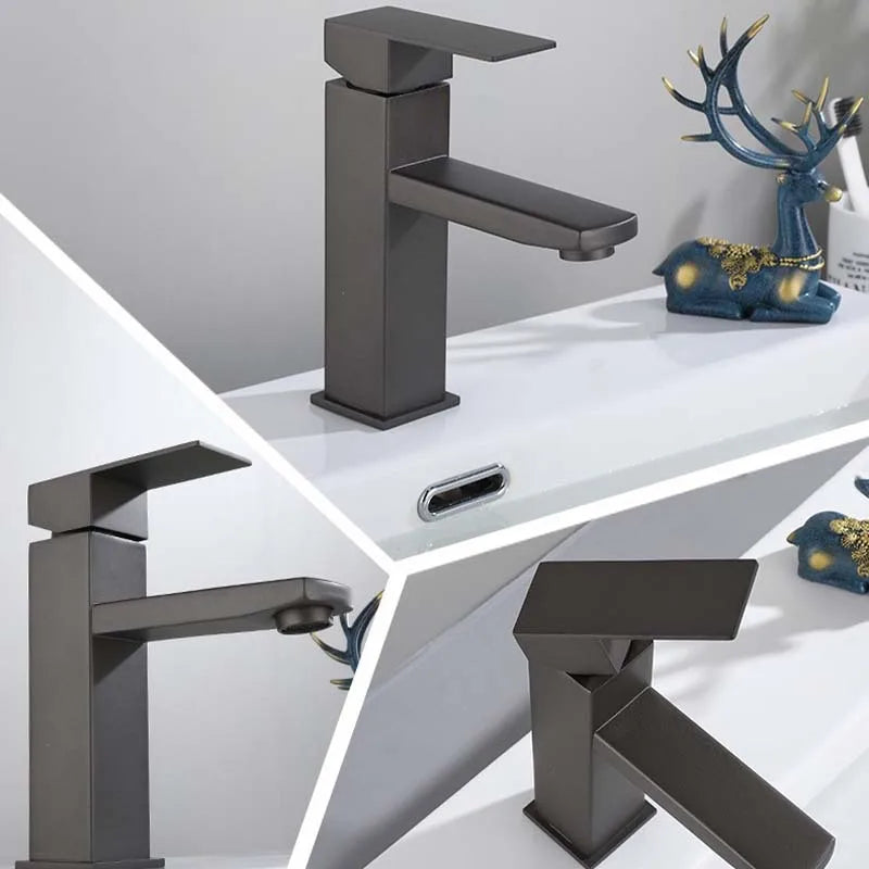 304 Stainless Square Bathroom Faucet Hot and Cold Water