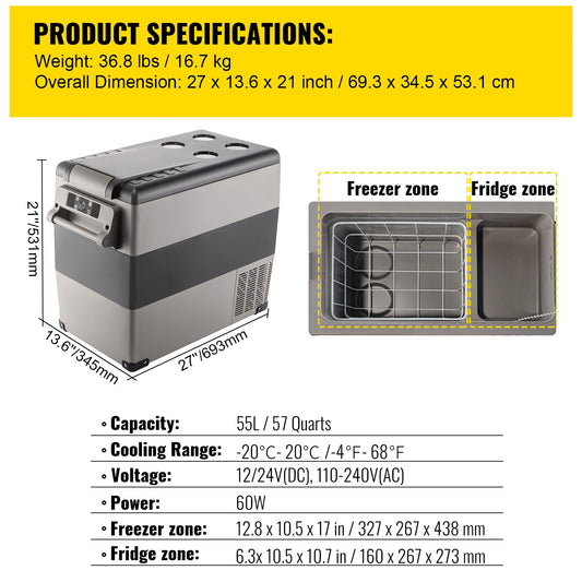 SucceBuy Car Refrigerator Portable Compressor Cooler For Camping