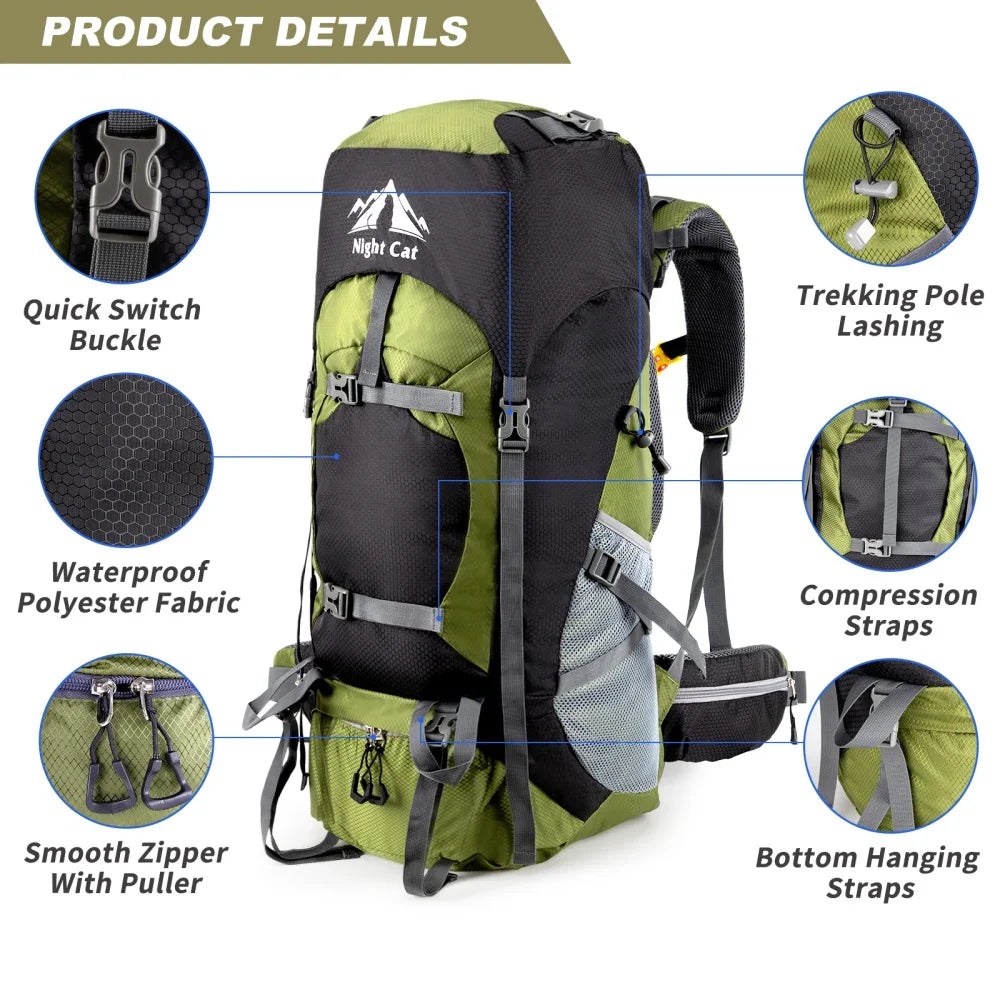 Night Cat Waterproof Lightweight Hiking Backpack For Men And Women All Seasons