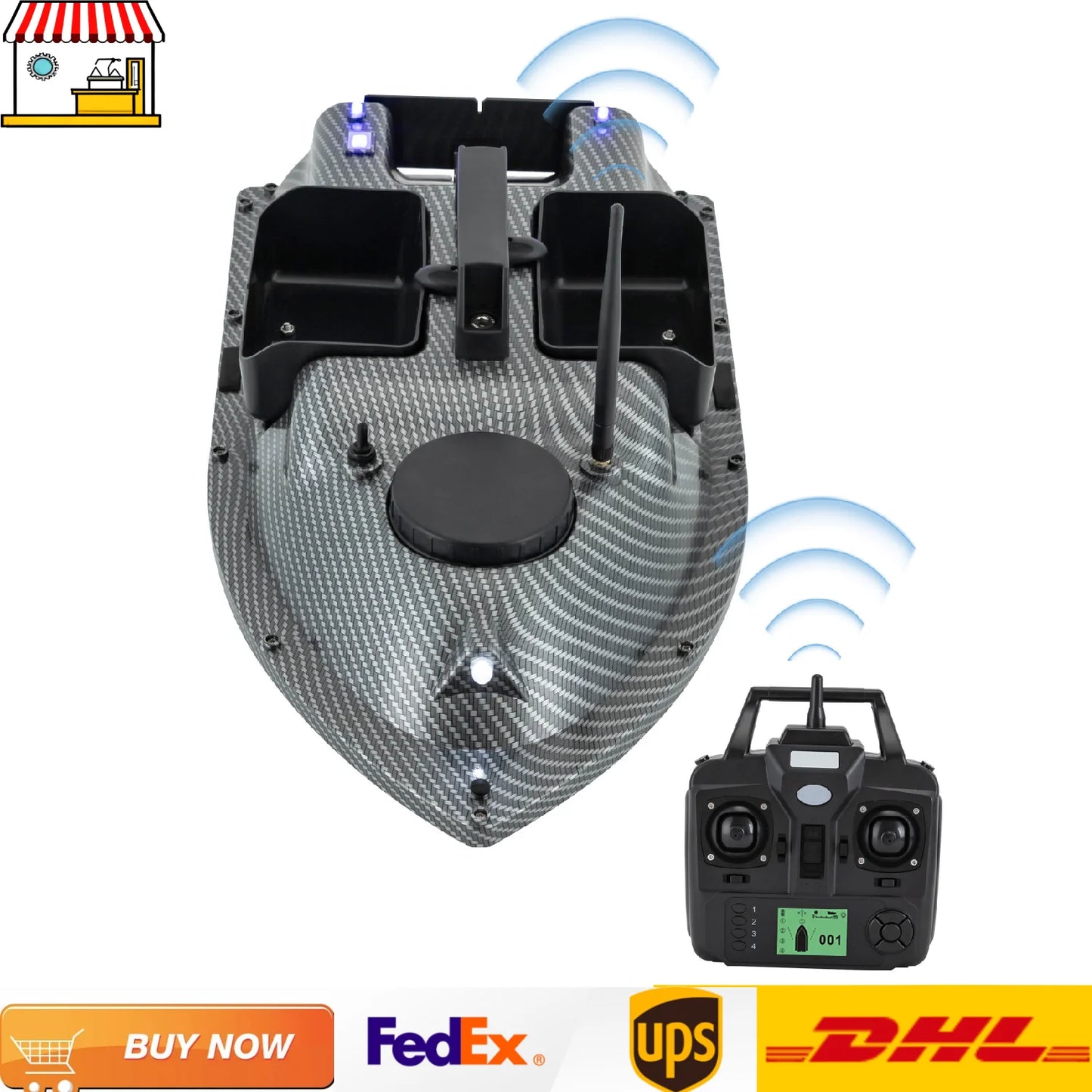 Rechargeable GPS Fishing Bait Boat With Two Batteries 16 Positioning Points