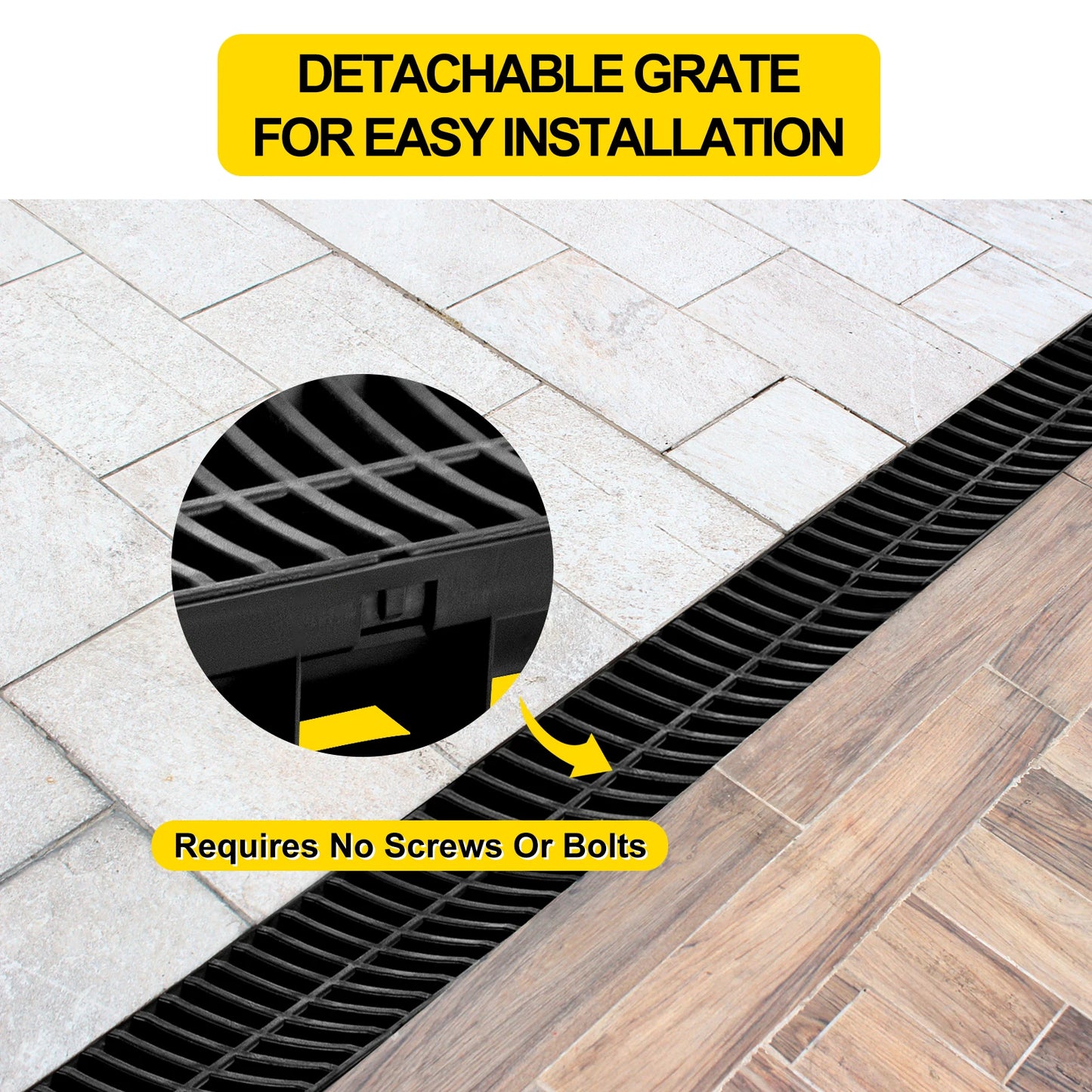 HDPE Drainage Trench Channel Drain With Plastic Grate For Driveway