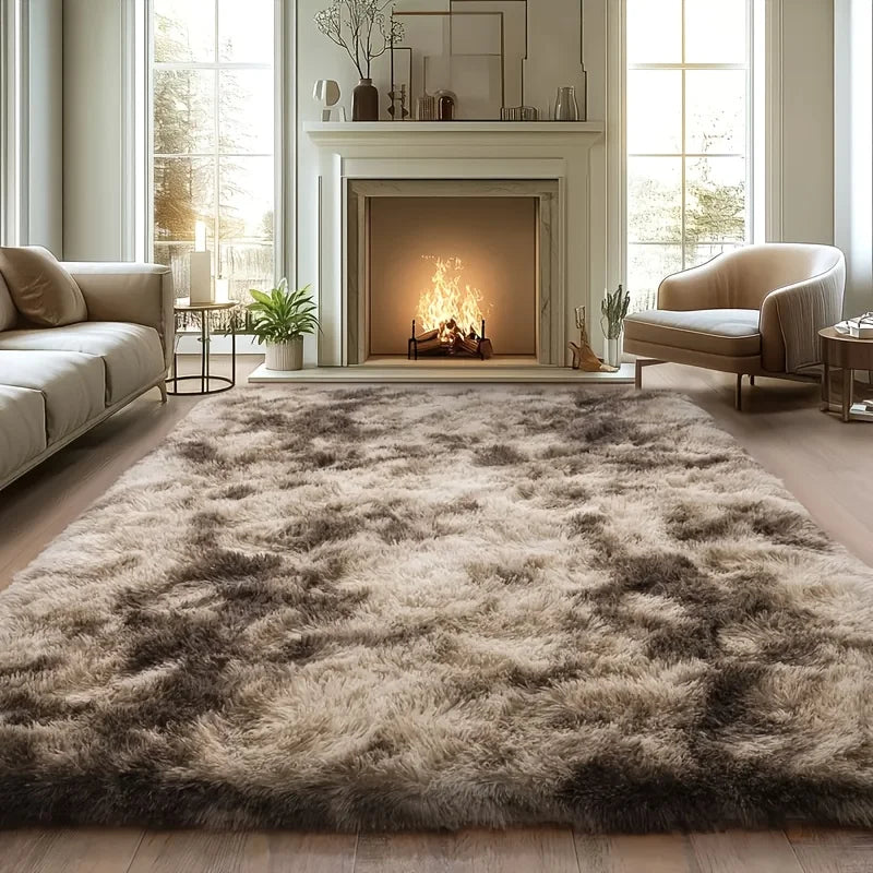 Wool Plush Shag Rug Non Slip Furry Carpet Living Room