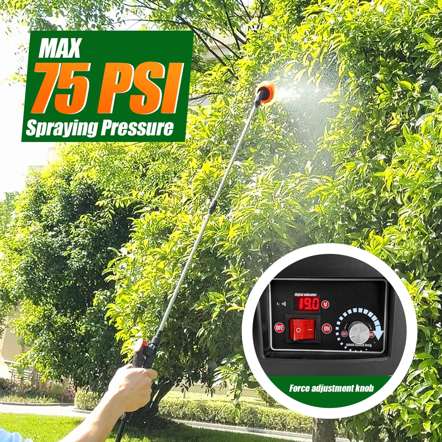 Electric Backpack Sprayer 100 PSI Telescopic Wand 5 Nozzles
