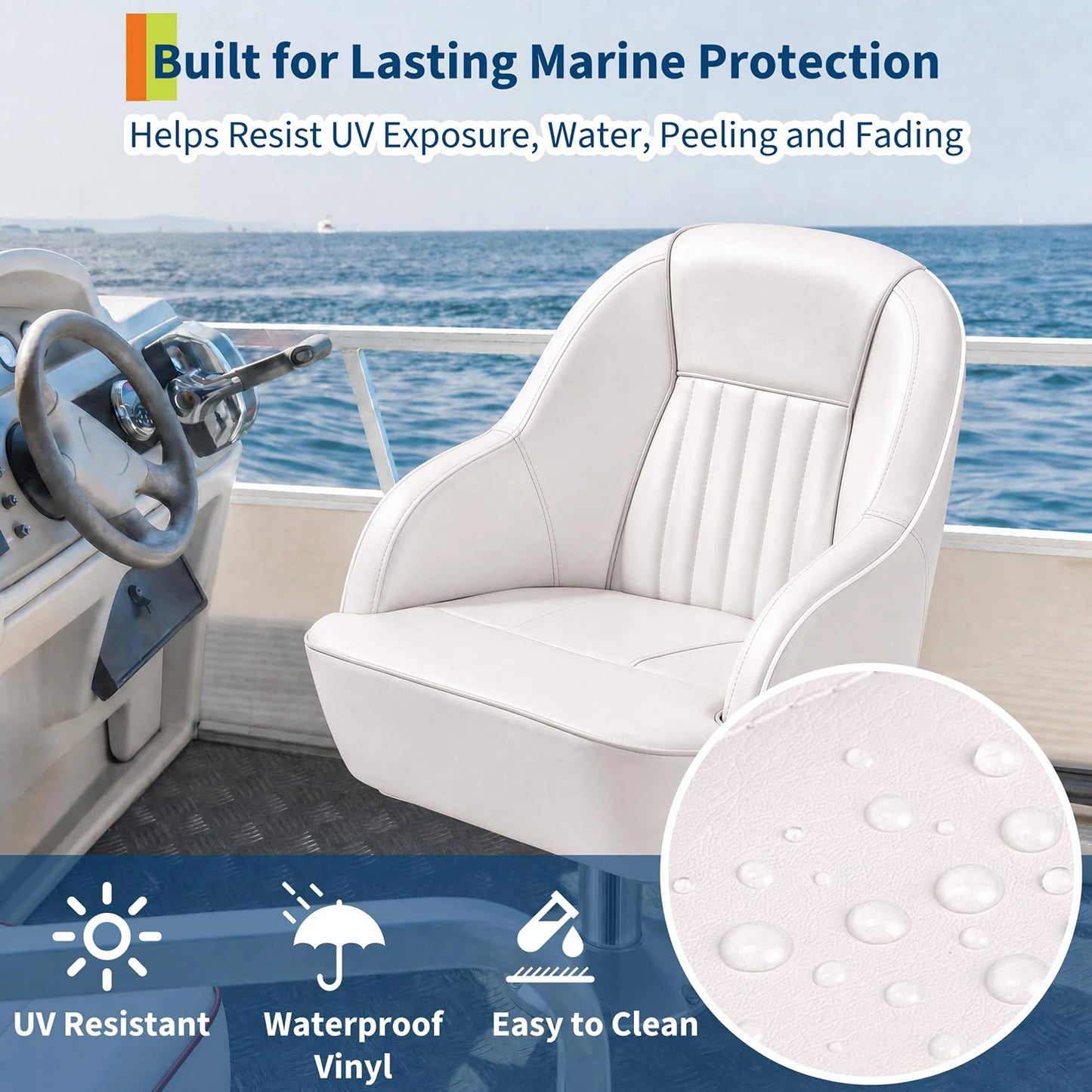 HiMISS Captain Bucket Seat Boat High Back PVC Leather Pedestal