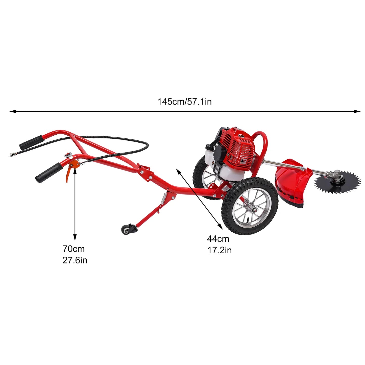 Bymaocar 2 Stroke Gas Lawn Mower Hand Push Multi Function Garden Tool