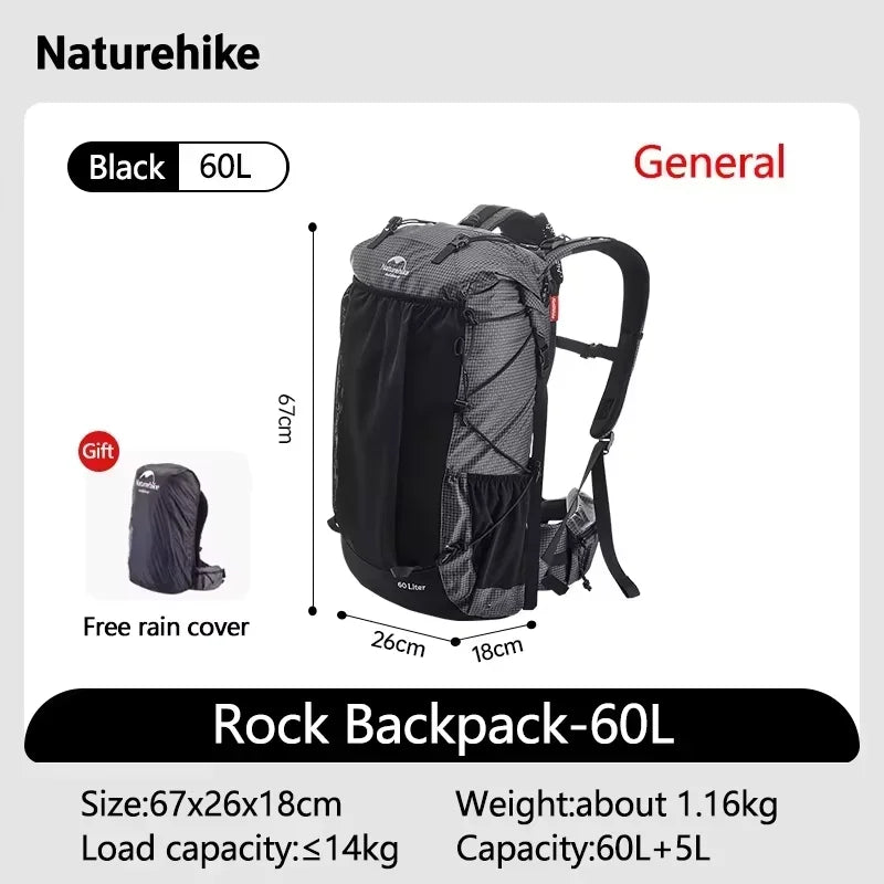 Naturehike Rock Outdoor Backpack Large Capacity Rain Cover Hiking Bag