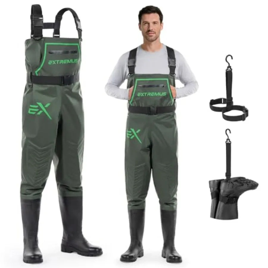 Men's Fishing Waders PVC Chest Waders With Slip Resistant Boots