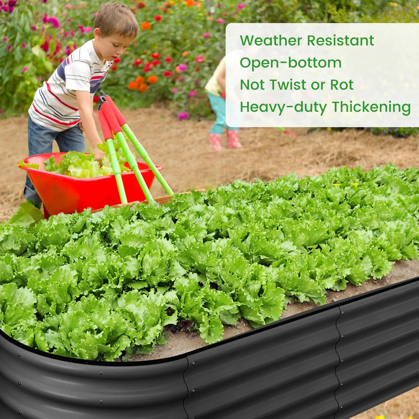 HiMISS Oval Raised Garden Bed Galvanized Planter Box Open Bottom