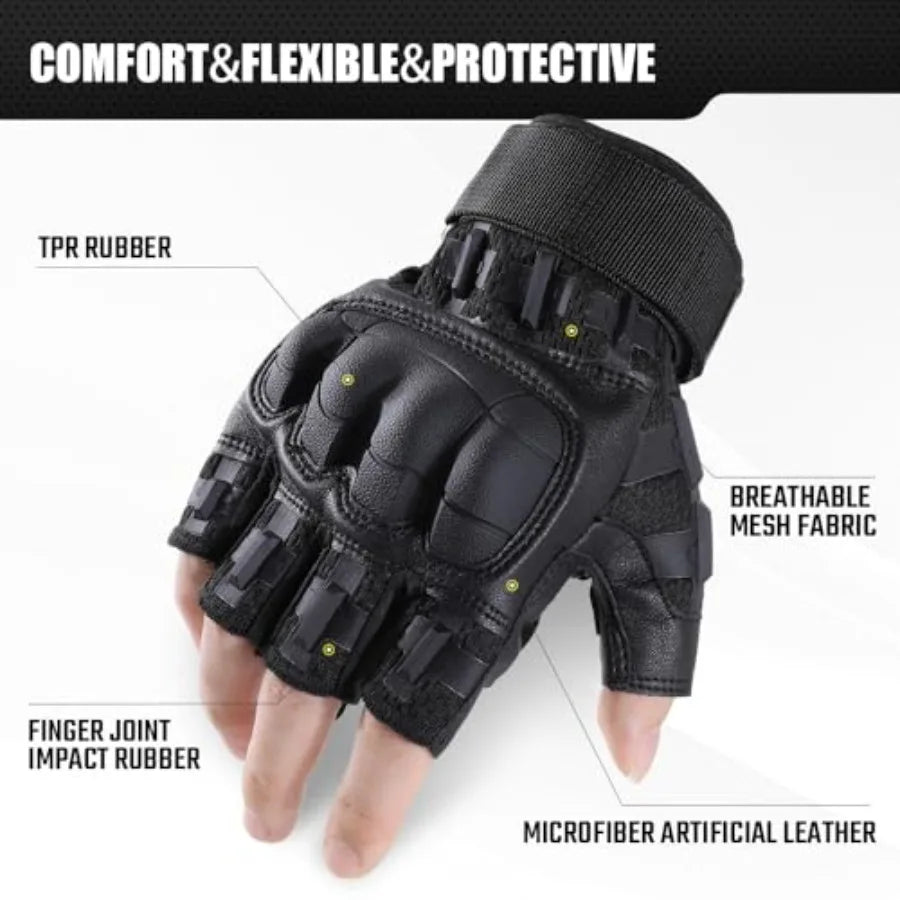 Fingerless Tactical Gloves For Men Airsoft Motorcycle Cycling Outdoor