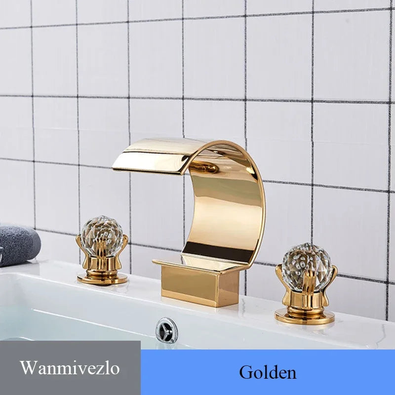 Wanmivezlo Brass Deck Mount Widespread Basin Faucet Dual Handle