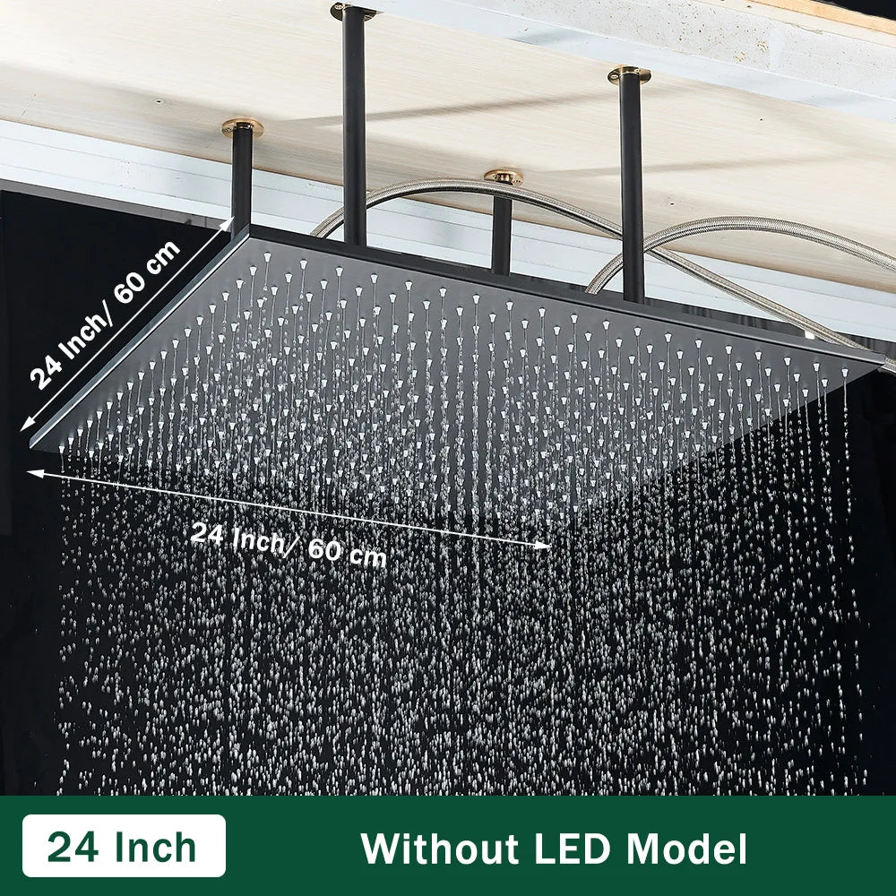Rozin LED Rainfall Shower Head Ceiling Mounted With Arm