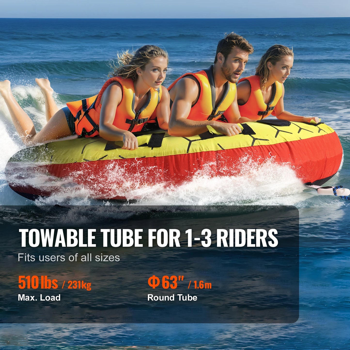 SucceBuy Towable Tube For Boating 1 To 3 People Inflatable