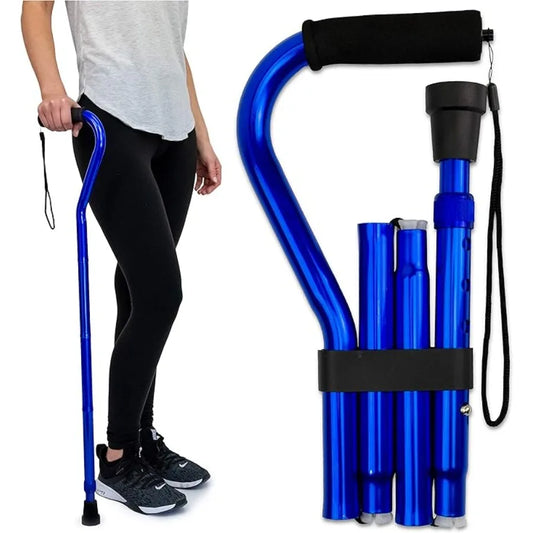 Folding Cane With Offset Foam Handle Adjustable Walking Stick