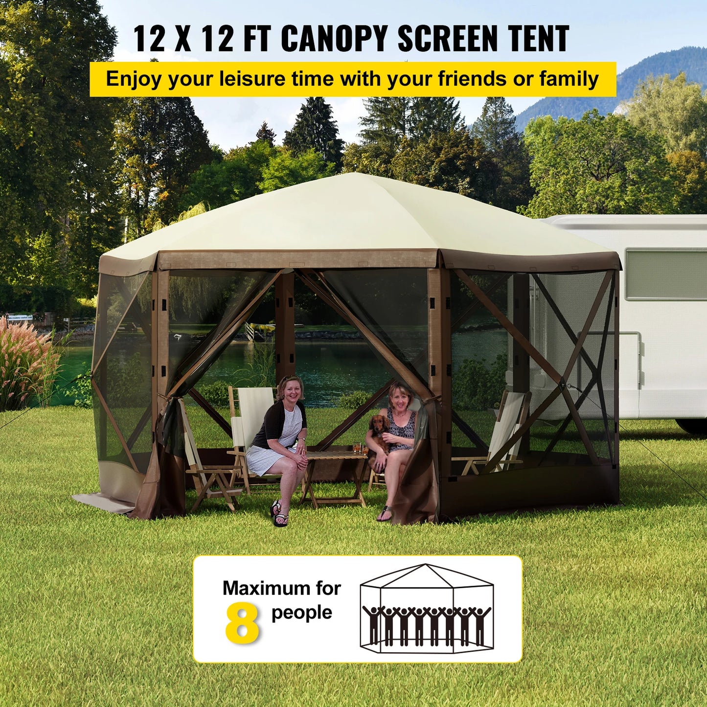 SucceBuy Pop Up Camping Gazebo Shelter For Outdoor Shade And Privacy