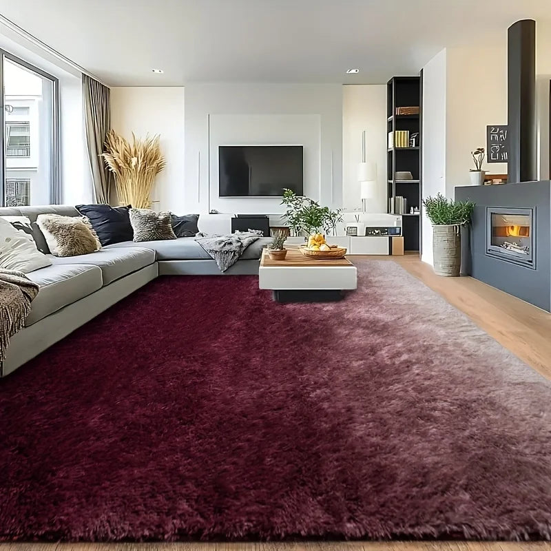Wool Plush Shag Rug Non Slip Furry Carpet Living Room