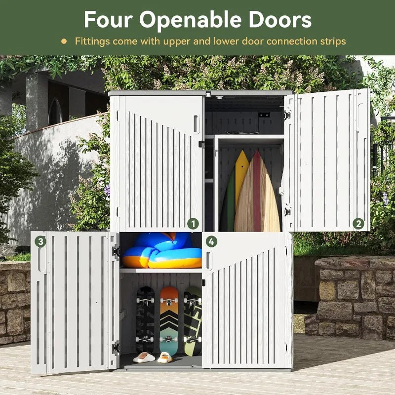Outdoor Storage Shed With Floor Waterproof Cabinet