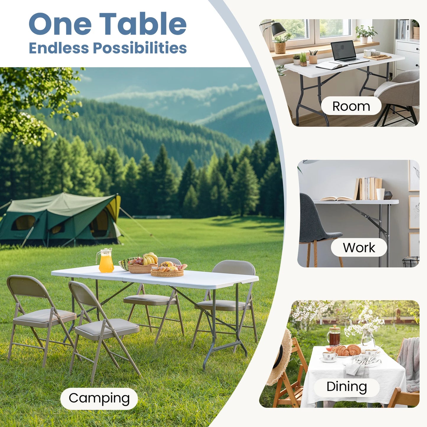 JHK Portable Folding Outdoor Camping Table Heavy Duty Carry Handle