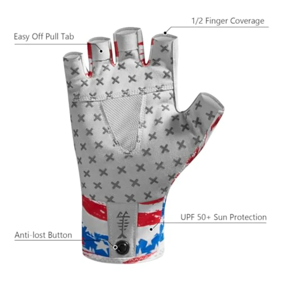 Unisex UPF 50 Plus Fingerless Gloves For Fishing Hiking Kayaking