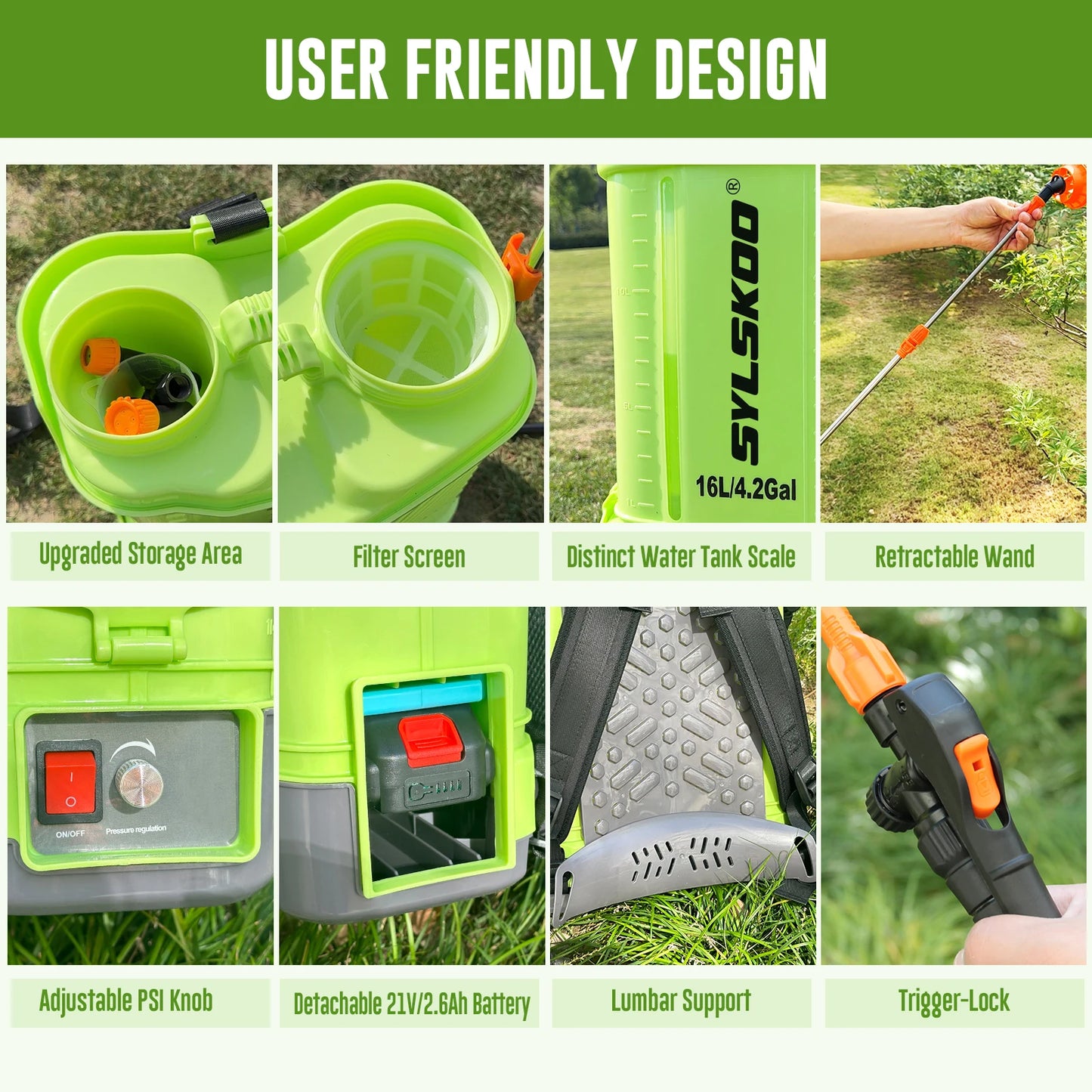 Cordless Garden Sprayer 100 PSI Battery Included Compact