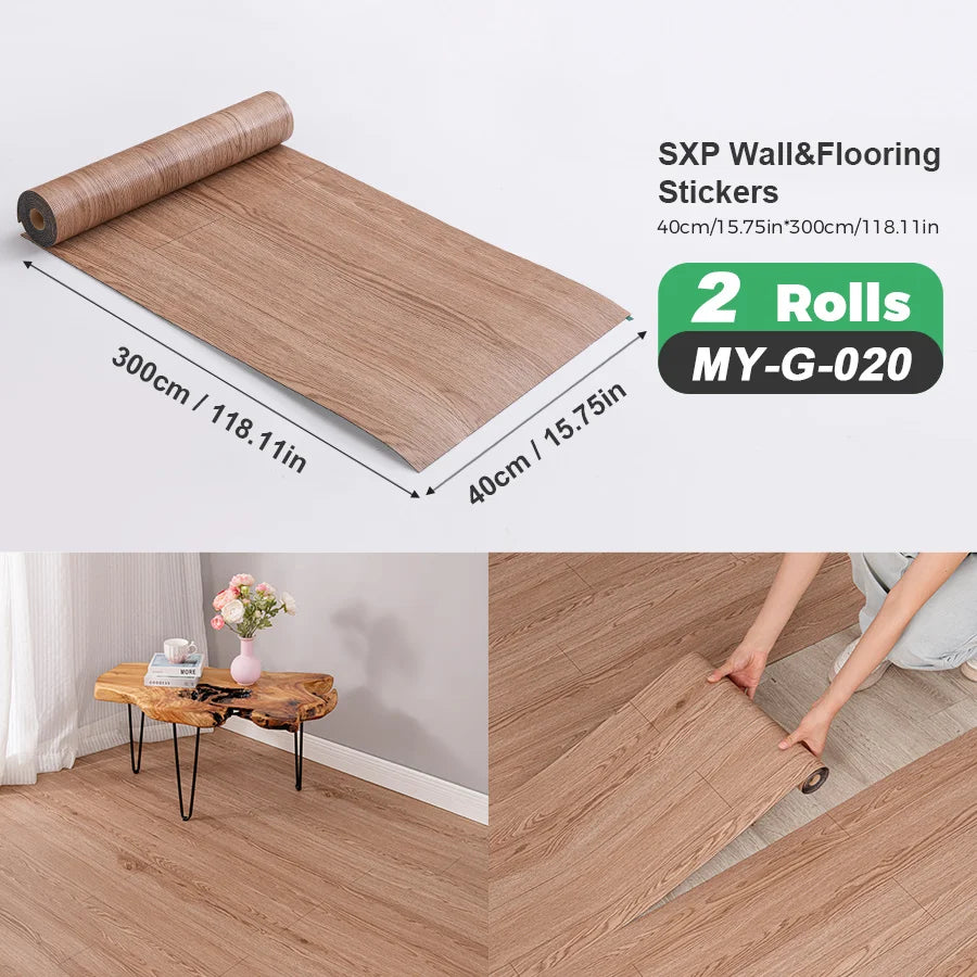 Self Adhesive Wall And Floor Sticker Wood Grain Marble Design 2 Rolls