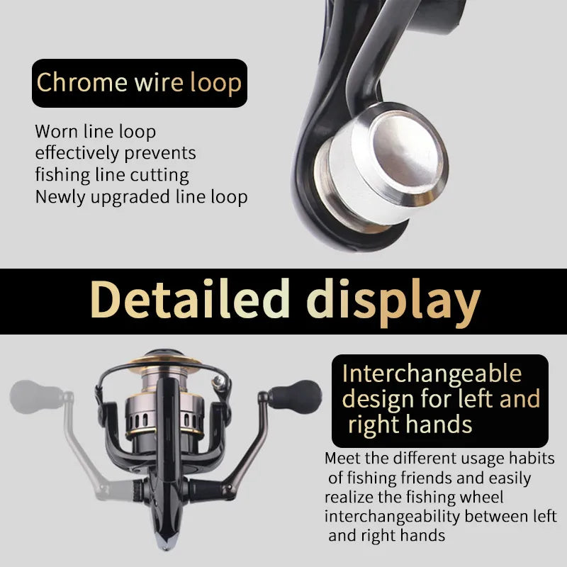 Two Hand Rotating Spinning Fishing Reel Aluminum Alloy Body