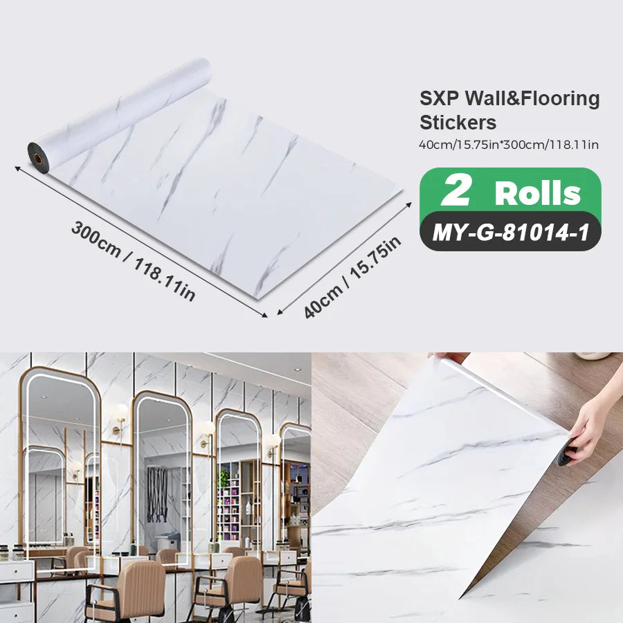 Self Adhesive Wall And Floor Sticker Wood Grain Marble Design 2 Rolls