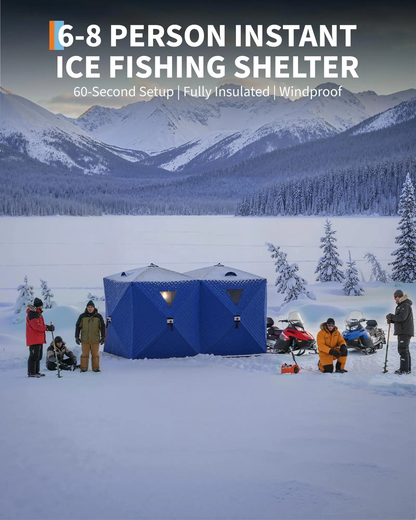 Pop Up Ice Fishing Tent Hub Style Shelter Resistant Warmth