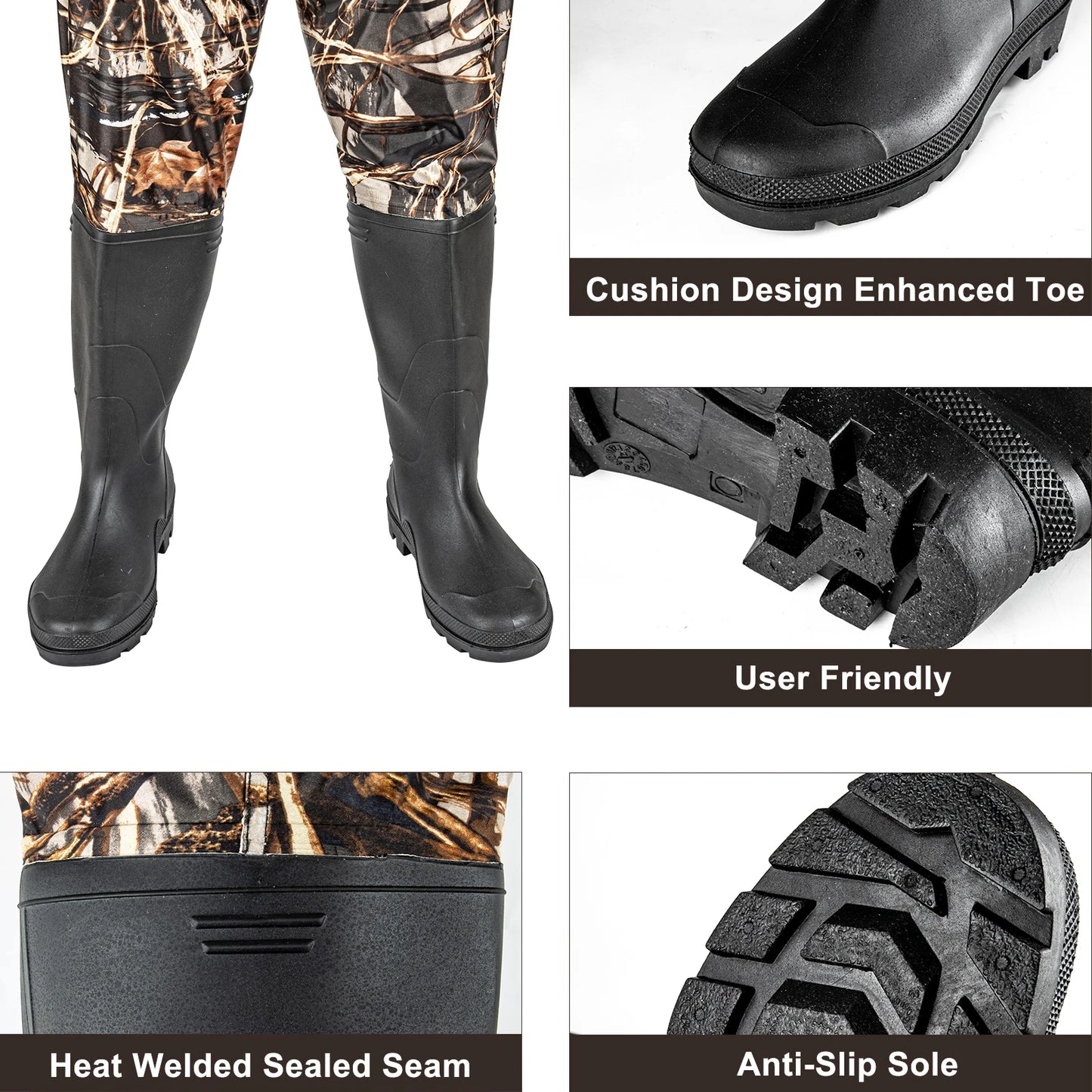 Waterproof Nylon Chest Waders With Boots For Fishing And Hunting