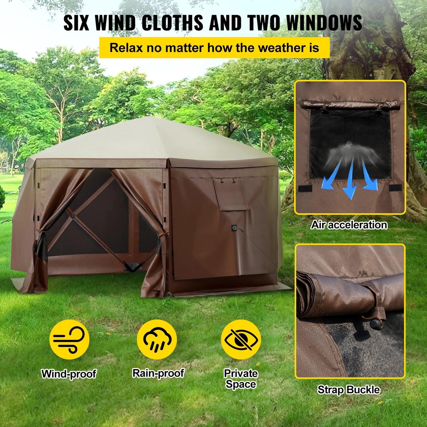 SucceBuy Pop Up Camping Gazebo Shelter For Outdoor Shade And Privacy