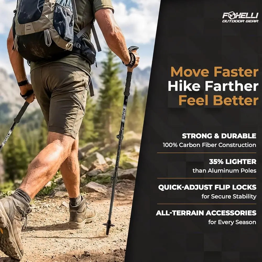 Lightweight Collapsible Trekking Poles With Cork Grips And Quick Locks