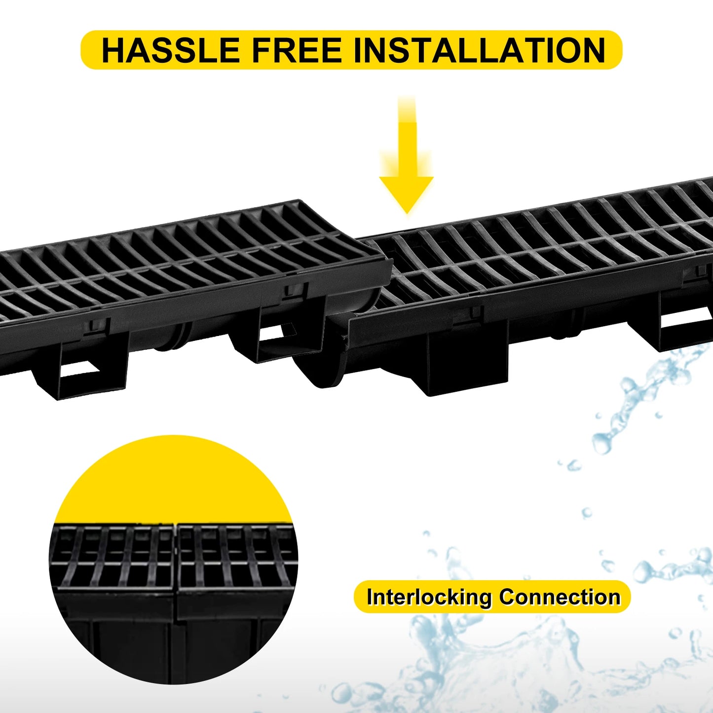 HDPE Drainage Trench Channel Drain With Plastic Grate For Driveway