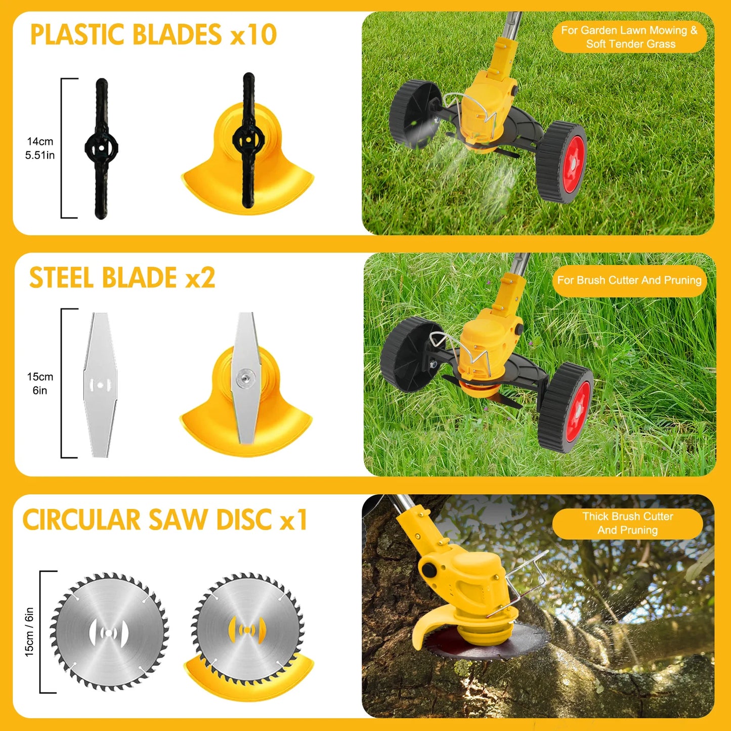 3 In 1 Cordless Grass Trimmer With Wheels Edger Mower