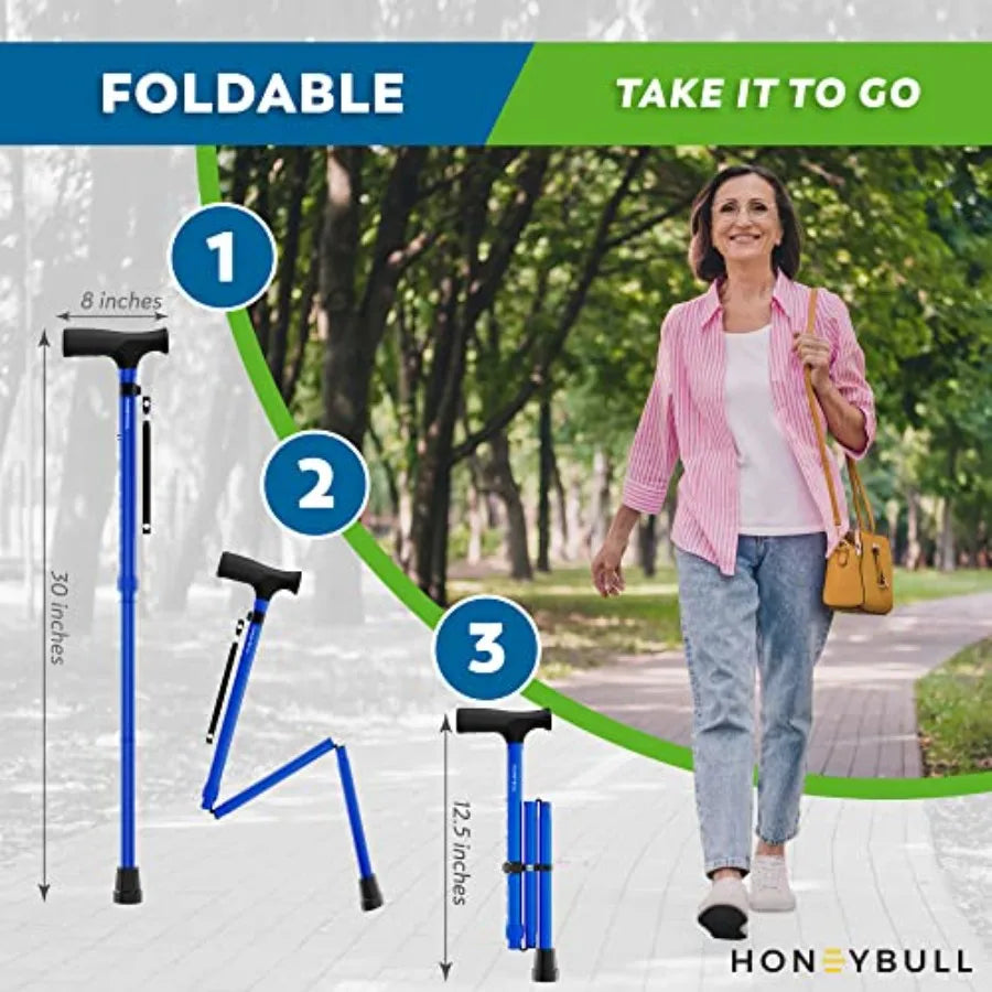 Folding Adjustable Walking Cane For Seniors Up To 250 Pounds