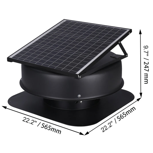 VEVOR Solar Attic Fan 40W 1230 CFM with Smart Adapter