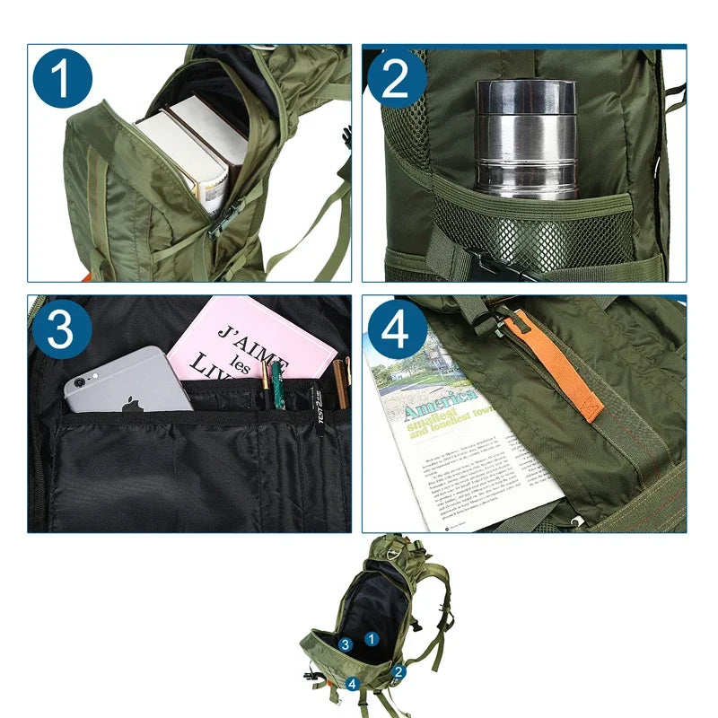 LQARMY Travel Hiking Backpack Waterproof Trekking Daypack For Men