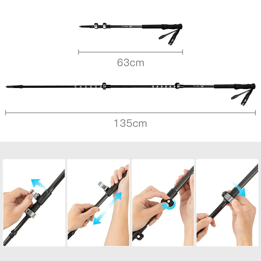 Night Cat Adjustable Collapsible Trekking Pole Lightweight Aluminum Hiking Stick
