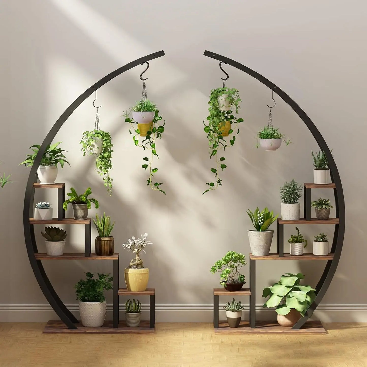 TWISTER.CK 5 Tier Metal Plant Stand Half Moon Indoor Garden