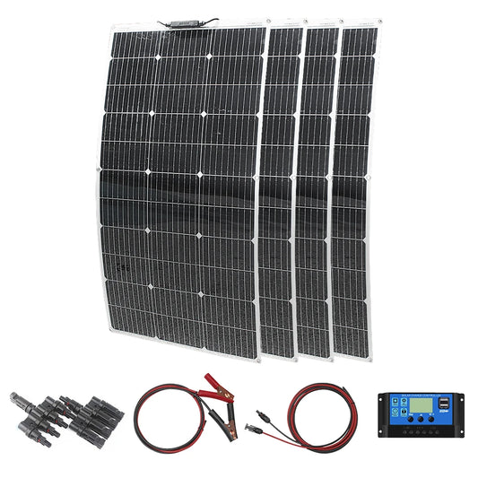 ASUNERGE 400W Flexible Monocrystalline Solar Panel Kit 12V Off Grid