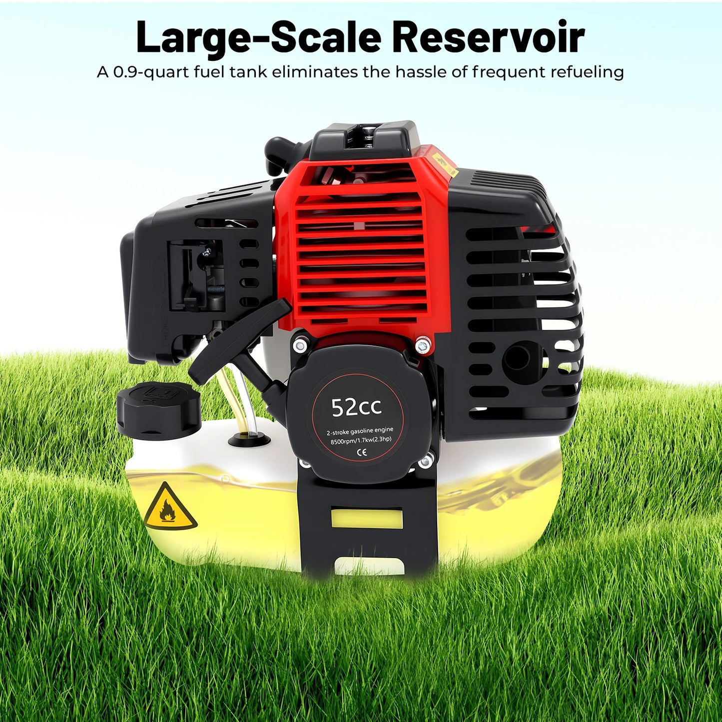 TOOL1SHOoo Gas Lawn Mower 52cc 2 Stroke With 7 Heads