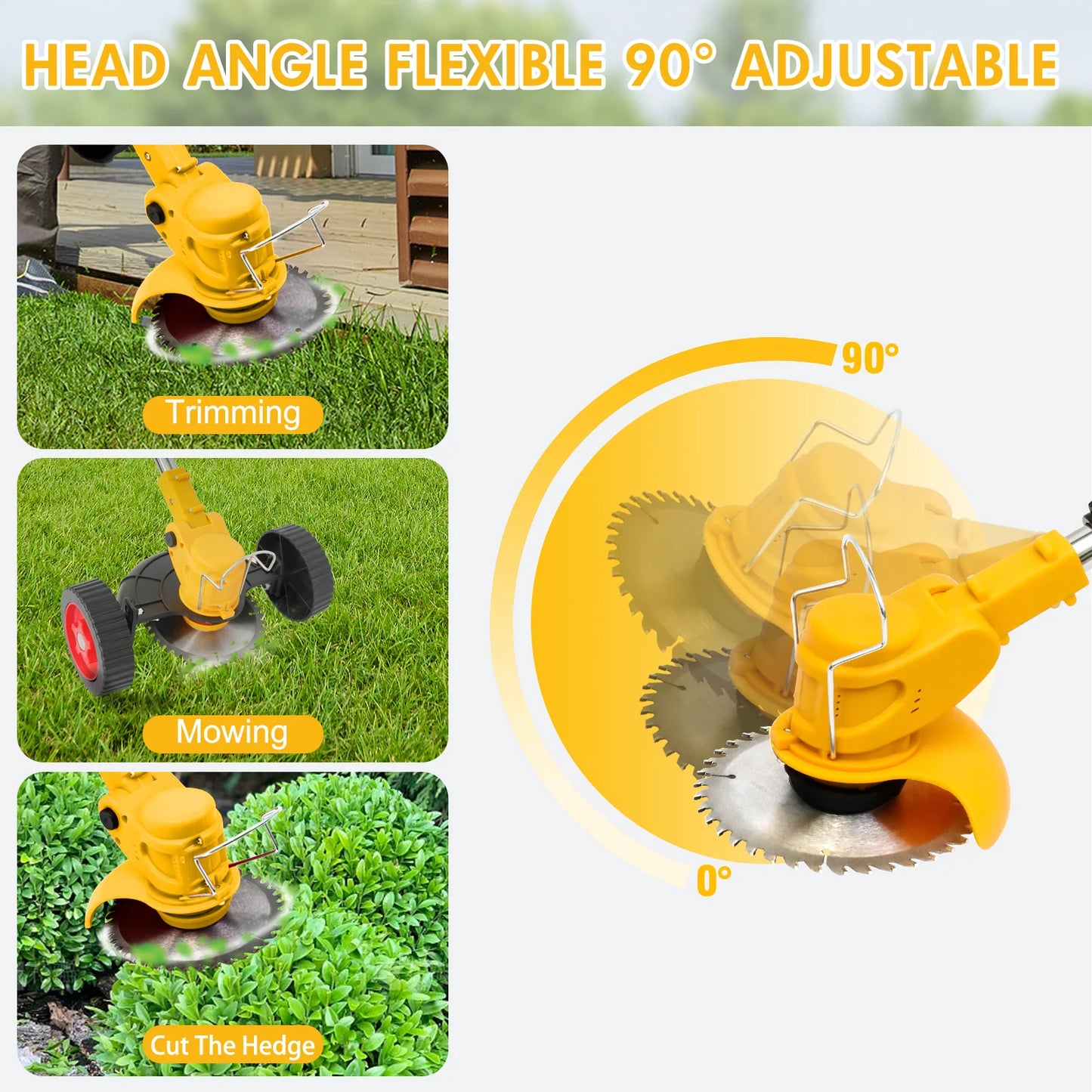 3 In 1 Cordless Grass Trimmer With Wheels Edger Mower