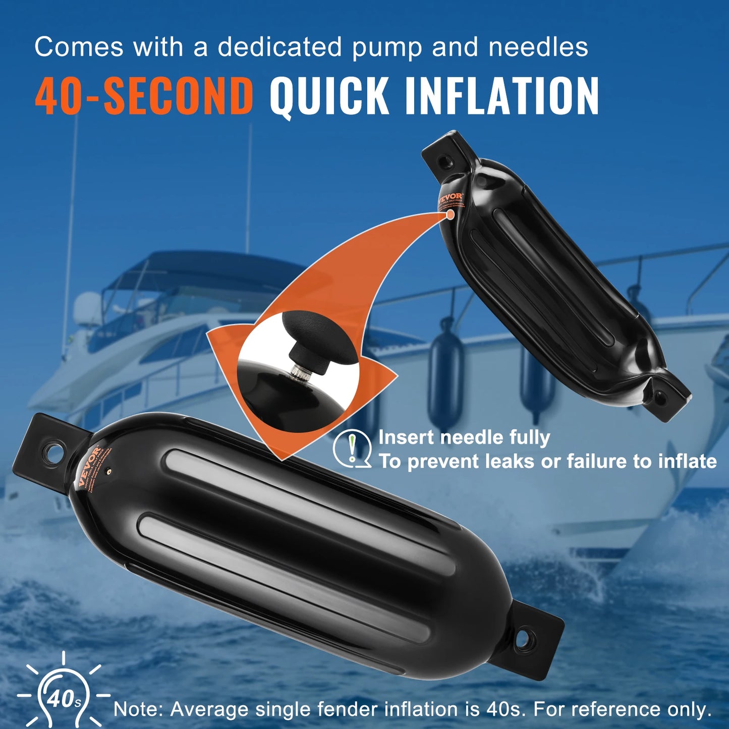 SucceBuy Inflatable Ribbed Fender With Center Holes Marine Boat Dock