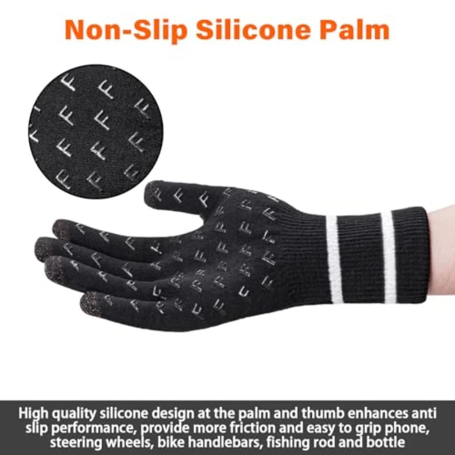 Waterproof Non Slip Touchscreen Knit Gloves For Fishing Hiking Hunting