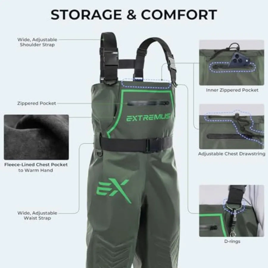 Men's Fishing Waders PVC Chest Waders With Slip Resistant Boots