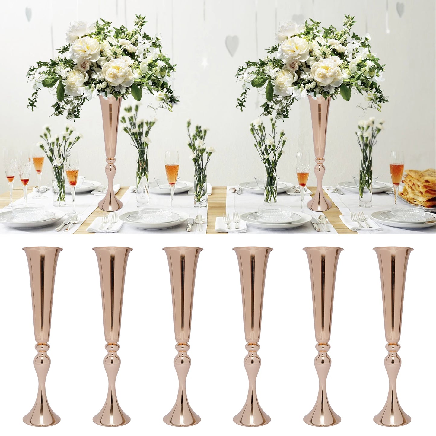 Trumpet Vase Set For Weddings Six Piece Centerpieces