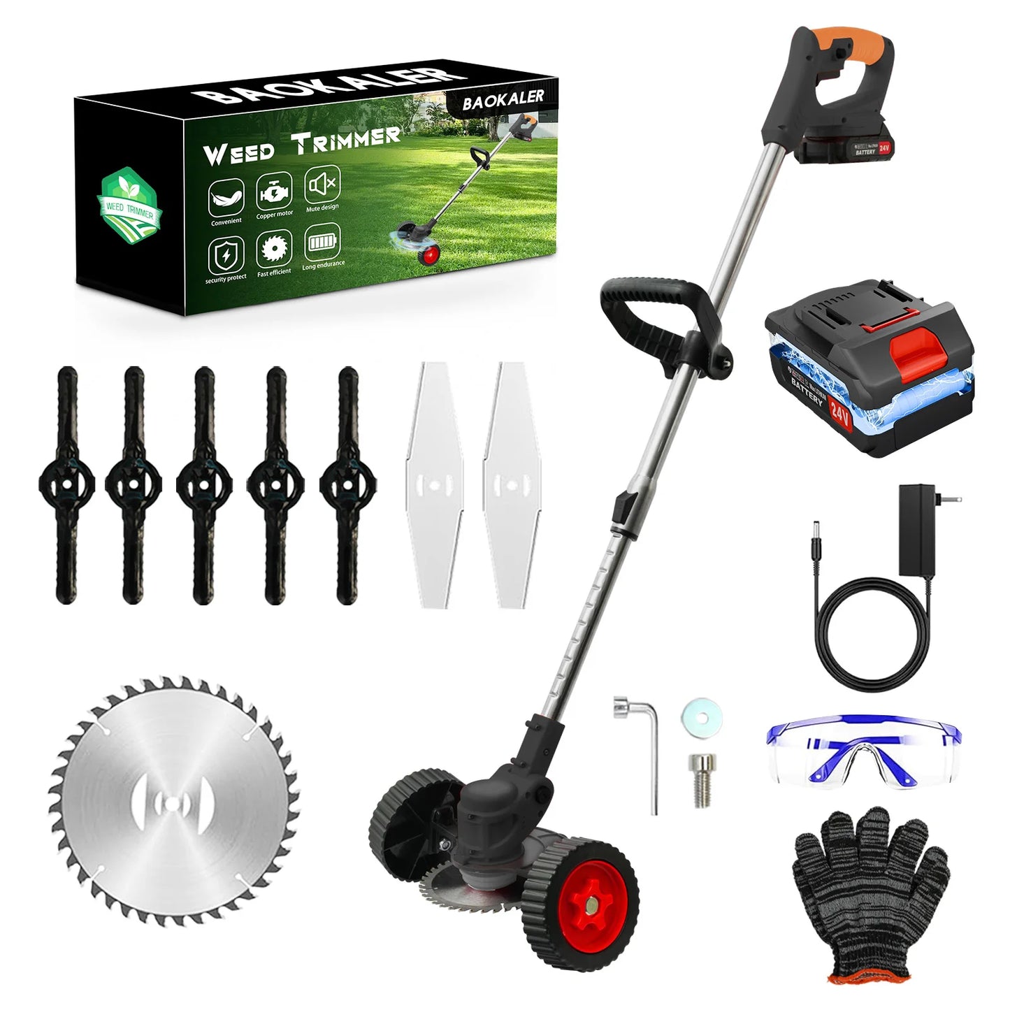 3 In 1 Cordless Grass Trimmer With Wheels Edger Mower
