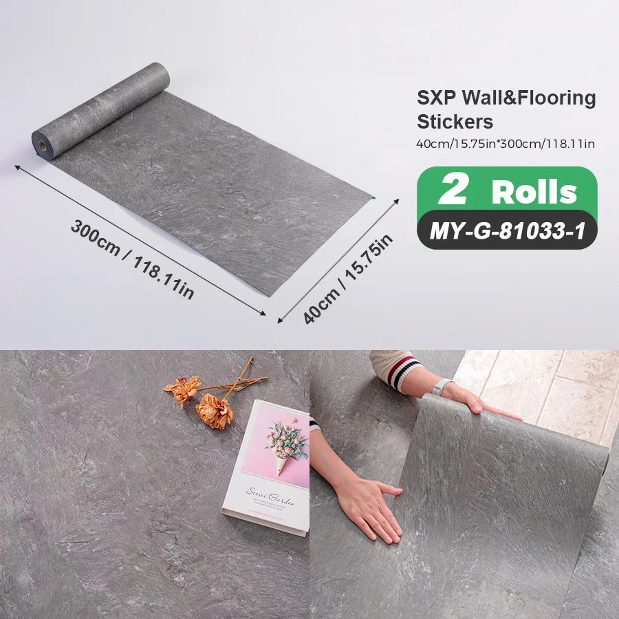 Self Adhesive Wall And Floor Sticker Wood Grain Marble Design 2 Rolls