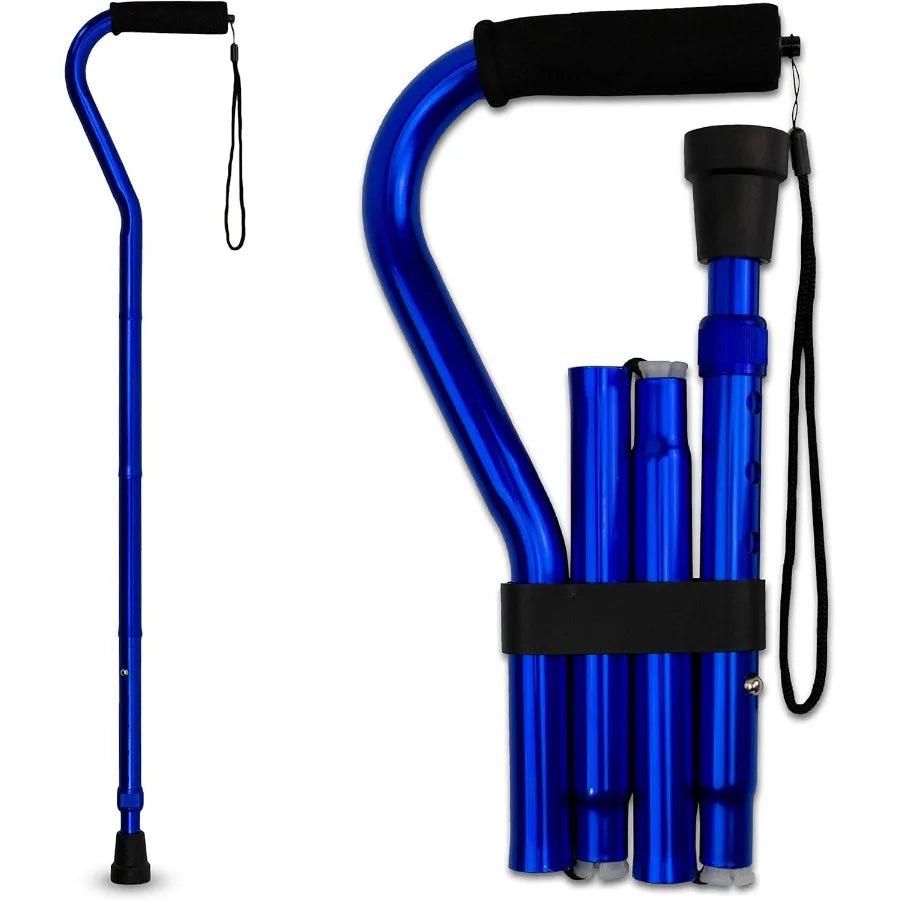Folding Cane With Offset Foam Handle Adjustable Walking Stick